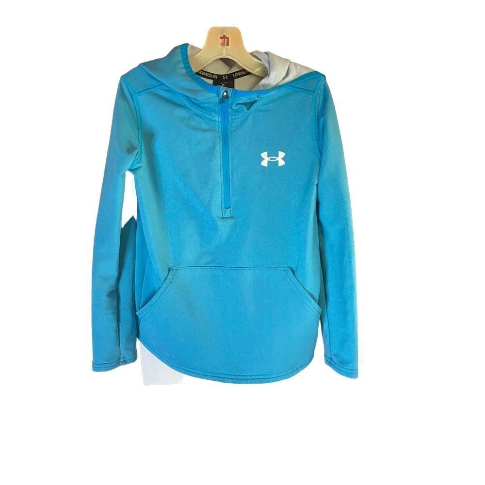 ￼ under Armour girls youth blue, athletic long sleeve hoodie, size 6 - Picture 2 of 5